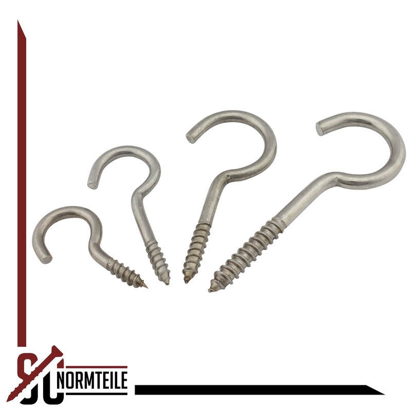 SC-Normteile SC9080 Screw Hooks with Wooden Thread – 6 x