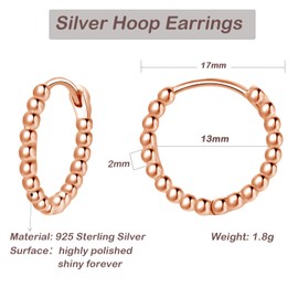 Bewenda Hoop Earrings 925 Silver Small 925 Sterling Silver Hoop Earrings, Unisex Earrings Hoop Earrings for Women Girls, Nickel-Free Hypoallergenic Sleeping Cartilage Huggie Round Ear Lobe Earrings,
