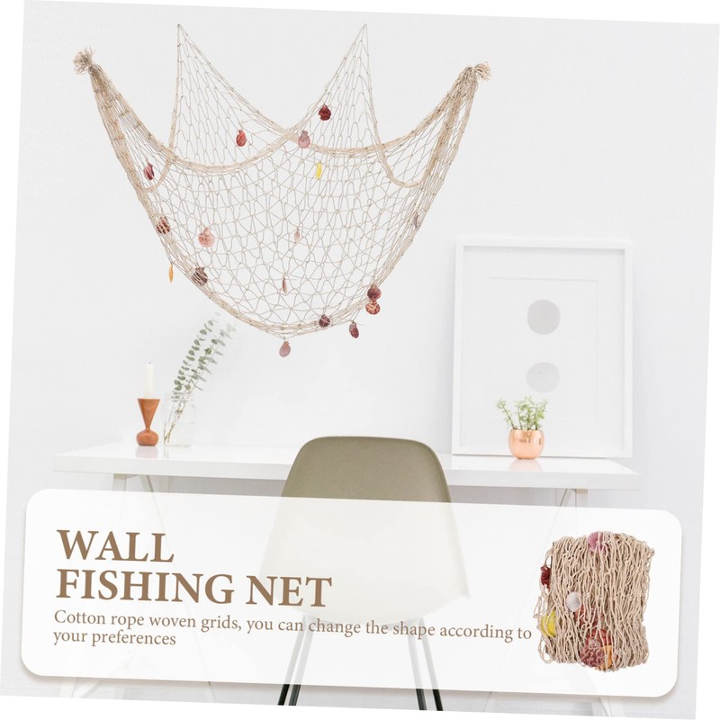 iplusmile Mediterranean Decorative Fishing Net with Shells Rustic Wall Hanging