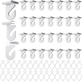 Suwimut 60 Pack Drop Ceiling Hooks for Hanging, White Heavy Duty Ceiling Tile Clips Metal Suspended T-Bar Hangers for Home, Office, Classroom, Wedding, Hanging Plants & Decorations