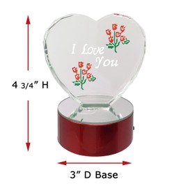 BANBERRY DESIGNS I Love You Etched in Glass Heart on LED Base - Color-Changing Lights - Love Gift for Mom, Wife, Husband, Boyfriend, Girlfriend