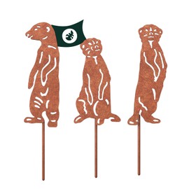 VERDOBA Meerkat Garden Decoration Rust - Iron Figures Set with Rust Patina - Garden Stake Rust - Garden Decoration Meerkat for Garden, Balcony & Patio