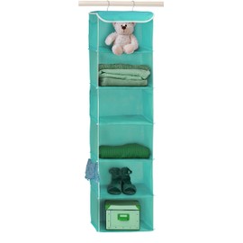 Simple Houseware Hanging Closet Organizers Storage, 6 Shelves, Turquoise