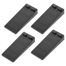 Flexible Rubber Door Stopper Wedge - Stackable Furniture Leveling Shims (4 PCS) - Black Non-Slip Non-Scratching Door Holder