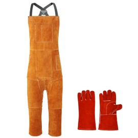 ANTAITHER Leather Welding Apron Split Leg, Heavy Duty Work Pants, Blacksmith Chaps (R)