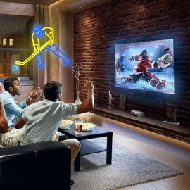 Ice Hockey Neon Sign Ice Hockey LED Light Dimmable Ice Hockey Wall Decor for Stadium Game Room Ice Hockey Rink Garage Decor 17.6 * 9.6 Inch