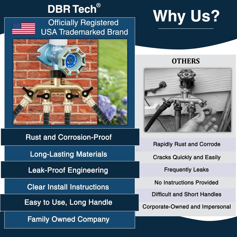 DBR Tech® Garden Hose Splitter 4 Way | Heavy Duty
