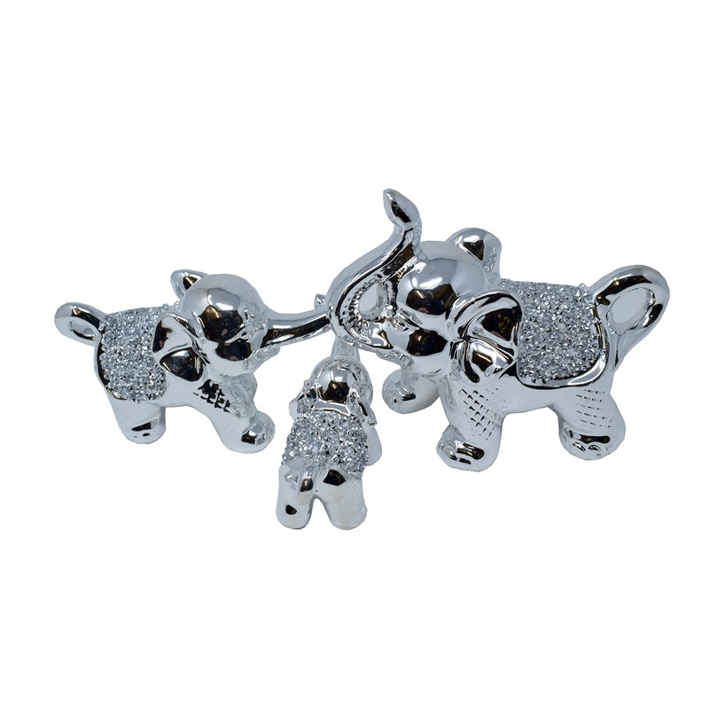 Amazing Gift Crystal Crown Set of 3 Crushed Diamond Elephant