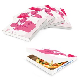 MT Products Valentines Printed Pizza Boxes 12" x 12 x 1.9" - Elegantly Designed Extra Thin White Pizza Box (Pack of 5) - Made in the USA