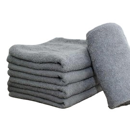 supisupi A901 Towel Face Towel, 13.4 x 33.1 inches (34 x 84 cm), 100% Cotton, Plain, Thin, Daily Use, Set of 5, Gray