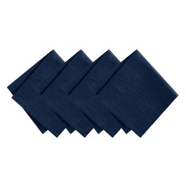 Elrene Home Fashions Continental Solid Texture Water and Stain Resistant Fabric Dining Napkins, Set of 4, 17"x17", Navy