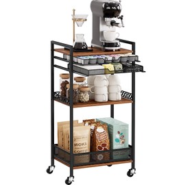 Plaviya K Cup Holder Rack, Coffee Station Organizer for Nespresso Vertuo Capsule and K Cup Capsule, Multi-Functional Coffee Bar Accessories Organizer with Wheels for Living Room, Coffee Bar, Kitchen