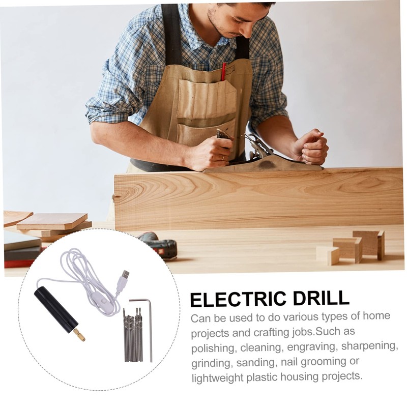 Operitacx 15Pcs USB Charging Mini Electric Drill Kit Cordless Rotary