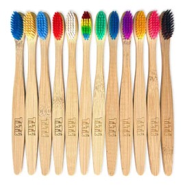Cepillo De Dientes Bambu Ecologico Adulto 30pz Biodegradable Color Surtido                                                                            