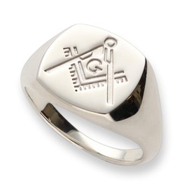 LoveSilver - Sterling Silver Mens Masonic Ring In Gift Box - Size Q