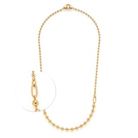 Jewels by Leonardo Necklace Clip & Mix Dotty • Medium Length Ball Chain Made of Gold-Coloured Stainless Steel • Mix of Fine and Stronger Balls • 60-61.3 cm Length • Jewellery Gift for Women • 024923,