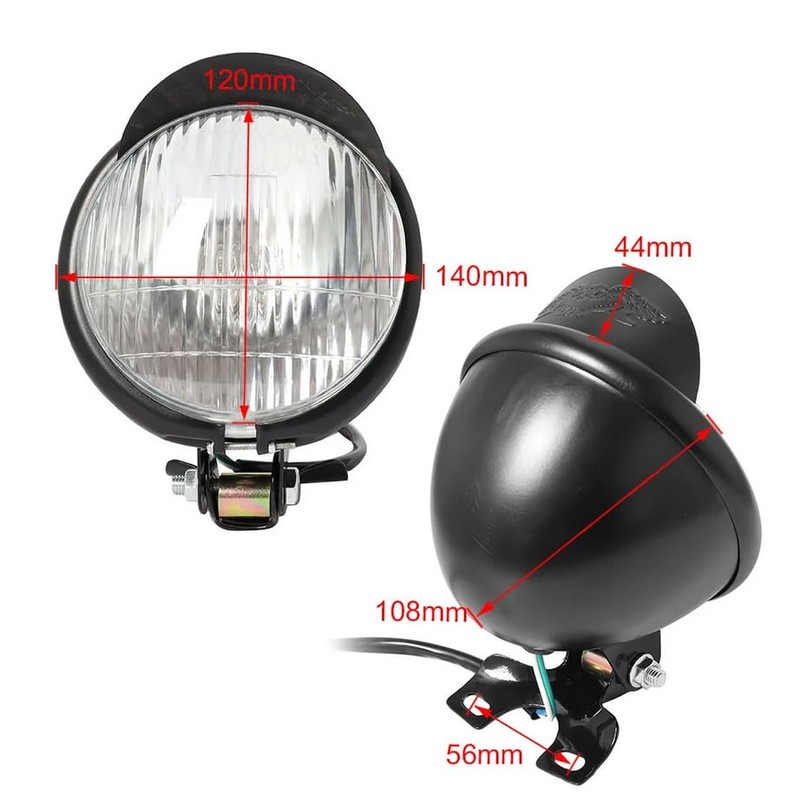 5.5" Motorcycle Headlight Front Round Visor Light Lamp Black/Chrome For