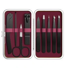 Yougai 9 Pcs Tweezers and Nail Clippers Set for Women Facial Hair with Travel Case, Professional Stainless Steel Eyebrow Tweezers Kit Great Precision Tweezers for Daily Beauty Tool