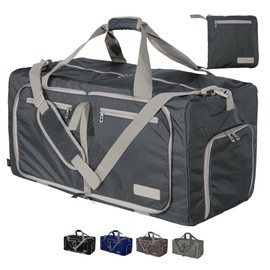 LEGEND Foldable Duffle Bag for Travel - Waterproof Travel Duffel Bags for Women & Men, Large Capacity Travel Bags with Shoe Compartment, Lightweight Folding Travel Bag for Overnight - 80L Dark Gray