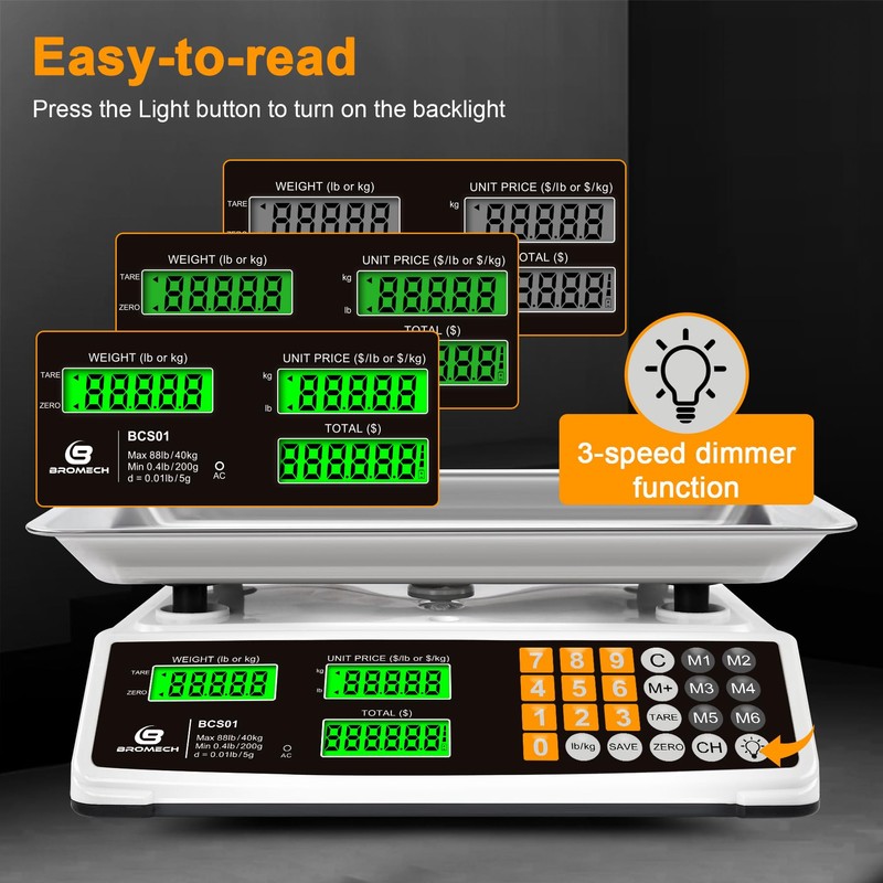 Price Computing Scale 88lb/40kg Commercial Food Scale for Produce Meat