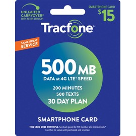 TracFone Smartphone Only Plan - 30 Days / 200 Minutes / 500 Text / 200MB Data