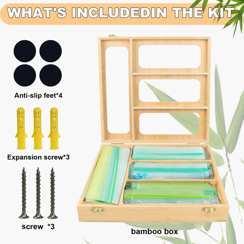 Speclux Bamboo Food Bag Organizer for Kitchen Drawer, a bamboo