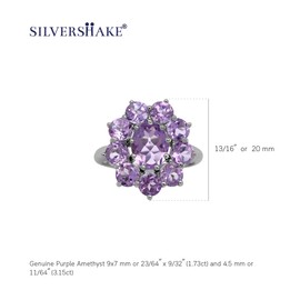 Silvershake 4.88ct. Natural Amethyst 925 Sterling Silver Flower Cluster Ring Size 6.5