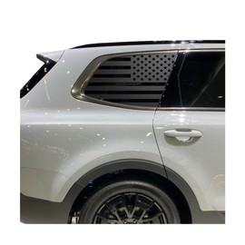Tactical Decals - USA American Flag Decals for Kia Telluride in Matte Black for Crew Cab windows | Fits 1st Generation 2020-2024 | KT1-QR1