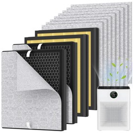 4 Packs PR1 Pet Mode Replacement Filter Compatible with MOOKA PR1 Air Purifier for Home Large Room up to 2200sq.ft, Absorb Pet Dander, Fur and Smoke with 8pcs pre-Filters, Yellow