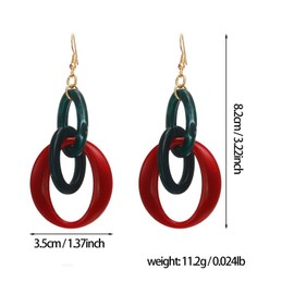 RCHENGYANUIMA Exaggerate Geometric Acetate Hoop Drop Earrings for Women Girls Boho Vintage Oval Resin Acrylic Dangle Earrings, Zinc, No Gemstone
