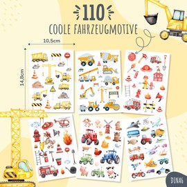 MeinBaby123 110 Skin-friendly Children's Tattoos with Excavators, Tattoos for Boys, Children's Tattoos for Sticking, Gift for Boys Vegan & Made in Germany (Farm & Vehicles)