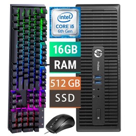 HP ProDesk 400 G3 SFF Business Desktop Computer, Intel Core i5-6500, 16GB RAM, 512GB SSD, WiFi, Bluetooth, USB 3.0, VGA, Windows 10 Pro (Renewed)