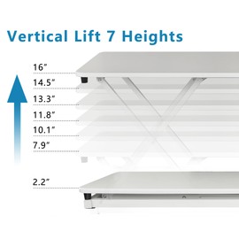 Aconcept Compact 26" White Lift Standing Desk Converter, Manual Adjustable Height Sit Stand up Desk Riser, for Monitor or Laptop Workstation