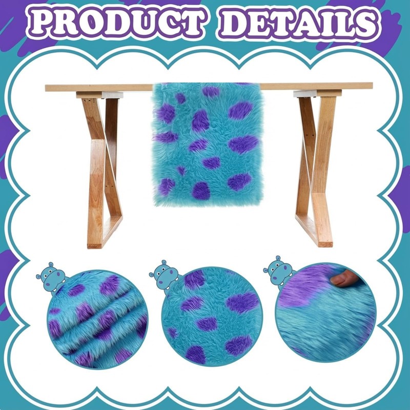 1 Pcs Monster Party Table Runner Furry Monster Design Runner