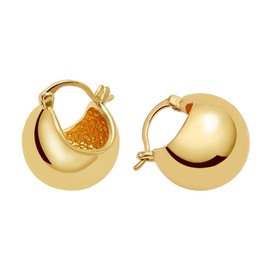 Small Chunky Gold Huggie Earrings For Women, 14k Gold Thick statement hoop earrings Cute Dainty Trendy Hoop Earrings Set Hypoallergenic Fashion Earrings For women Jewelry (Ball-Gold 1)