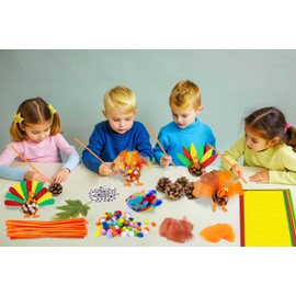 80UncleKimby 20 Sets Thanksgiving Turkey Craft Kit for Kids - Fall Pinecones DIY Arts and Crafts Set for Classroom Activities Supplies