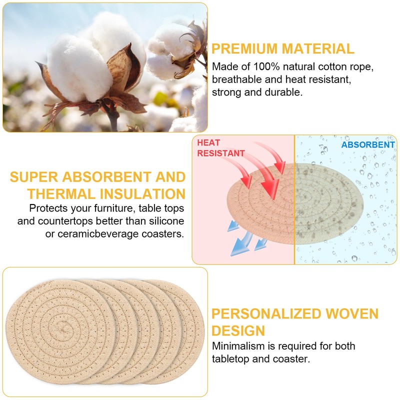 YYGMSS 6 Pcs Coasters Set for Drinks Absorbent Modern Dinning