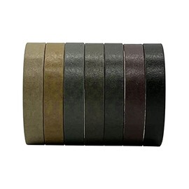 Vintage Brown Thin Washi Tapes Set,7 Rolls Basic Collection Decoration 6mm Wide Japanese Masking Decorative Tapes for Bullet Journal Planners DIY Cottagecore Collage Crafts Arts Scrapbooking Adhesive