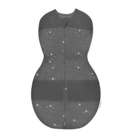Happiest Baby Sleepea 5-Second Swaddle - 100% Organic Cotton Baby Swaddle Blanket - Doctor Designed Promotes Healthy Hip Development (Charcoal Stars, Medium)