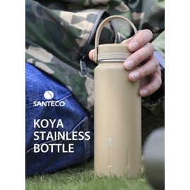 CBJAPAN SANTECO Water Bottle, Beige, 16.9 fl oz (500 ml), Direct Drinking, Vacuum Insulated, Stainless Steel Bottle with Handle