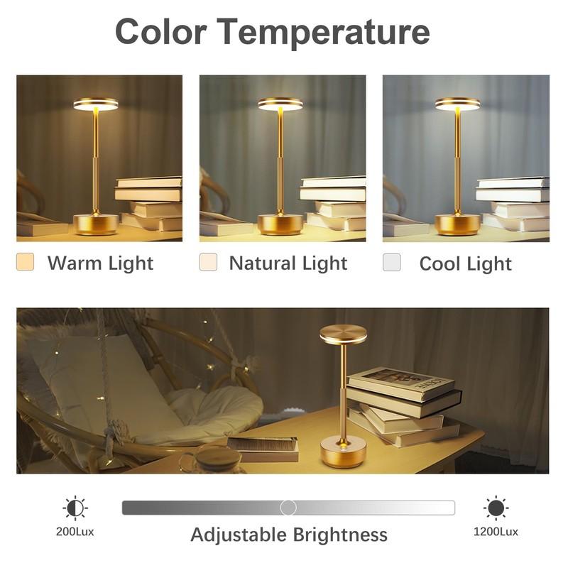 Hapfish Rechargeable Cordless Table Lamps, 5000mAh Battery Operated Lamp