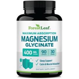 ForestLeaf- Glicinato de Magnesio Puro 400mg Porción Glicinato de Magnesio de Alta Absorción Bisglicinato Mag para
