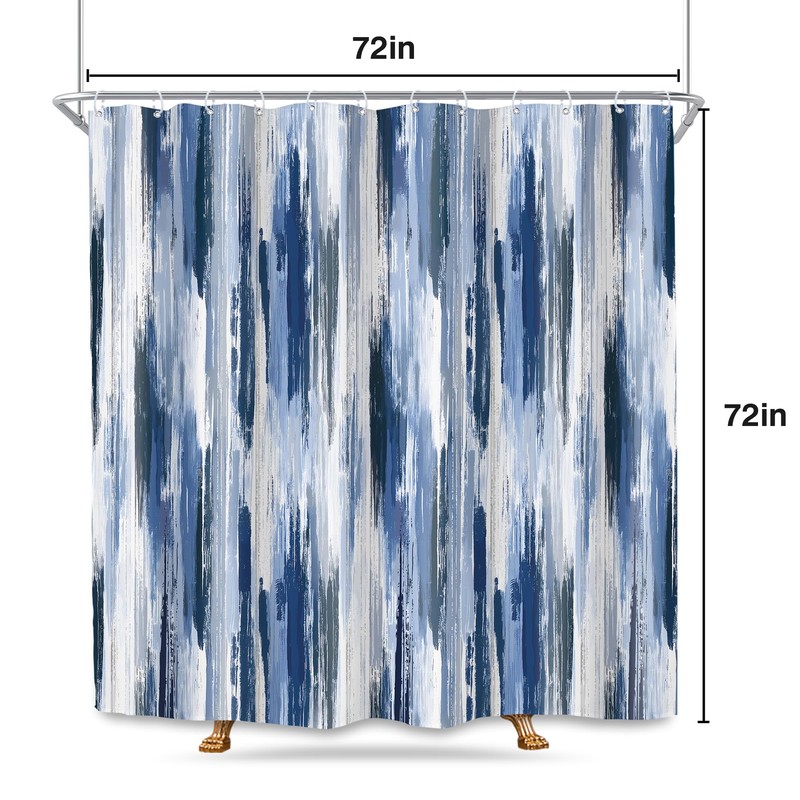 SVBright Abstract Navy Blue Shower Curtain 72Wx72L Inch Modern Ombre