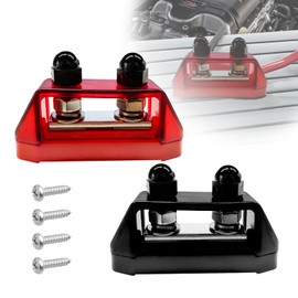 MUQIDA 2 PCS 3/8" M10 Dual Stud Bus Bar, 12V 200A Insulated Power Distribution Terminal Block with Cover, Positive Negative Dual Studs Battery Junction Post for Car RV Marine Boat