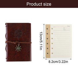 Leather Notebook Vintage Spiral Bound Line Book Refillable Travel Journal with Blank Pages Brown for Girls Boys Women Men Line Book A7