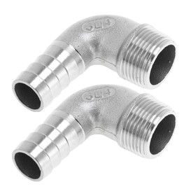 HEROFFIX 2 Pcs Hose Barb Fittings for Air Water Oil Gas Fuel 3/4" BSPT Male Stainless Steel Connector 3/4" OD Silver Tone 304 Stainless Steel
