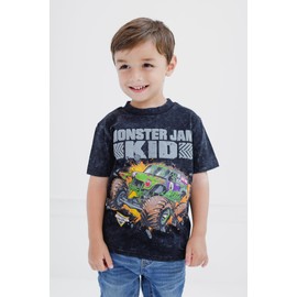 Monster Jam Grave Digger Toddler Boys Vintage Wash Matching Family T-Shirt Black Kids 2T