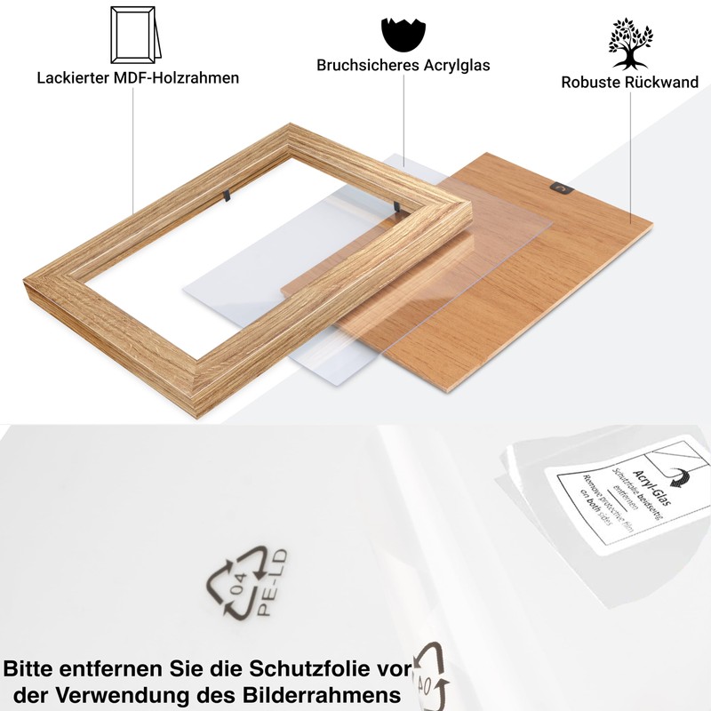 CABBEL Picture Frame 10 x 15 cm, Oak, Sturdy MDF