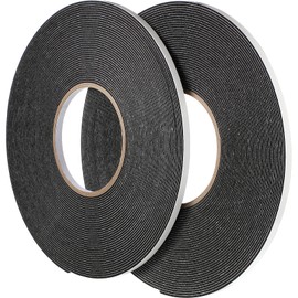 Tatuo 2 Rolls Double Sided Foam Tape 1/4 Inch by 50 Feet Black PE Foam Tape Sponge Soft Mounting Adhesive for DIY Craft Picture Poster Hanging
