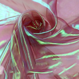 1.5M*3M Iridescent Organza Fabric,Gradient Organza Polyester Fabric,Red Organza Fabric,Iridescent Holographic Gauze Fabric for Stage Costume,Performance Costume